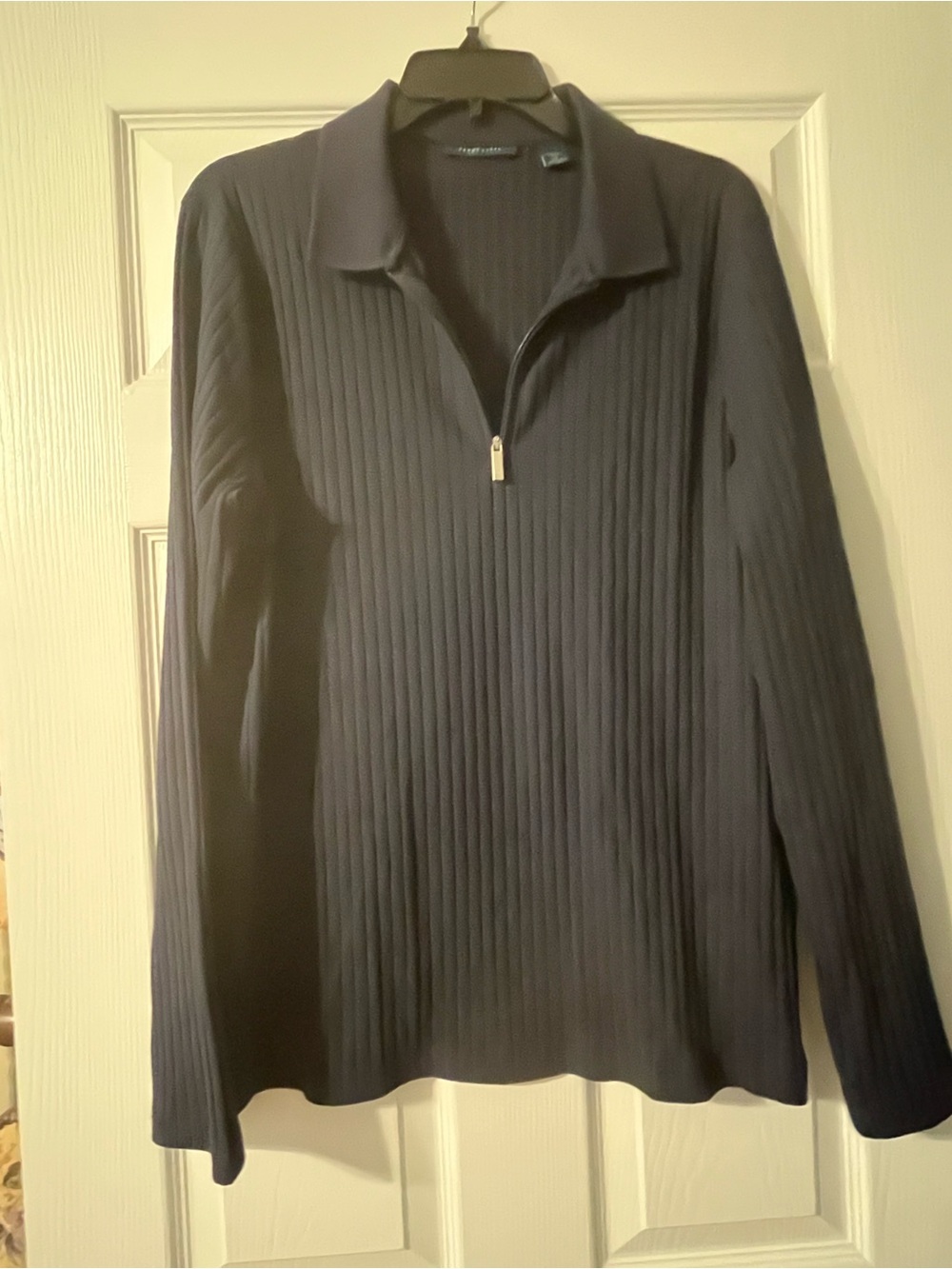Perry Ellis Men's Navy Ribbed Half-Zip Sweater